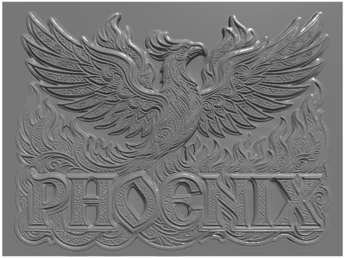 subject: phoenix rising from flames; style: Byzantine mosaic; text: 'PHOENIX'